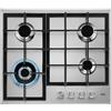 AEG Piano Cottura a Gas HGB64400SM, 60 cm, 4 Fuochi Speed Burner, Bruciatore Wok, Griglie in Ghisa, Accensione Integrata, Spegnimento Automatico, Acciaio Inox