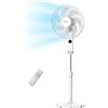 Midea MFS400R0APW Ventilatore a Piantana 50W Ventilatore Silenzioso con Display LED Telecomando Ventola a 7 Pale Oscillazione Grande 8H Timer 3 Livelli di Velocità