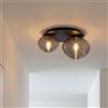 Licht-Erlebnisse Plafoniera in vetro e metallo grigio fumo e nero per sala da pranzo corridoio e ufficio L: 45 cm E27 fino a 40 W scanalata elegante e di design per il soggiorno EINKON