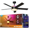 Govee Ventilatore da Soffitto con Luce, RGBIC Smart Ø132cm Lampadario con Ventilatore da Soffitto e Telecomando, 2800 lm, Motore DC reversibile, dimmerabile, per Camera da Letto e Soggiorno
