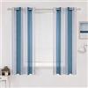 MIULEE Tende in voile a righe bianche e blu, tende interne con occhielli, belle tendine per finestre, camera da letto, set di 2 tende trasparenti per soggiorno, altezza 175 cm, tenda corta