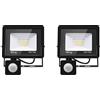 Jefedana 2*Faretto LED da Esterno con Sensore di Movimento 20W 2000LM Faro LED Esterno IP66 Impermeabile LED Esterno Bianco Freddo 6000K Lampada a Rsparmio LED per Cortile, Campo da Basket
