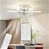 YUEEU Ventilatore da Soffitto con Luce Plafoniera LED Soffitto e Telecomando, Lampadario ventilatore da soffitto con Timer, Luminosità e Temperatura Colore Regolabili (6 luci/36W, Bianco)