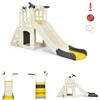 RELAX4LIFE 3 in 1 Centro Attività per Bambini, Parco Giochi con Scivolo, Anello di Lancio e Canestro, Set di Scivoli per Bambini da Giardino o Cameretta, Età 18 mesi-5 anni (Giallo+Beige)