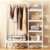 sogesfurniture Appendiabiti da terra con 4 ripiani in legno e metallo, 100 x 40 x 150 cm, colore bianco