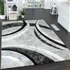 Paco Home Tappeto Di Design Con Bordo Definito A Righe In Grigio Nero Crema Screziato, Dimensione:80x150 cm