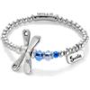 UNO DE 50 Bracciale elastico con libellula placcato argento e il messaggio