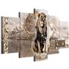murando - Quadro Leone Forza e Purezza 150x75 cm 5 Pezzi - Stampa su Tela Strutturata - Quadri Componibili Moderni Grandi Soggiorno - Pannelli Decorativi per Pareti Decorazioni da Parete g-C-0305-b-m