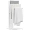 OUTBROS Porta Asciugamani Bagno da Terra, Portasciugamani in Acciaio Inox, 3 Bracci, Accessori per il Bagno, per Asciugamani, Vestiti, 40x30x80cm, Bianco
