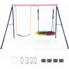 RELAX4LIFE Altalena Doppia da Giardino con Struttura Portante 300kg, 2 Posti: Altalena a Nido 100cm + Sedile Classico per Bambini e Adulti, Gioco Interno/Esterno (Set Completo-Telaio Rosa/Blu)