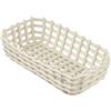 Baroni Home Cestino intrecciato multiuso in ceramica, Portafrutta, Centrotavola, Svuotatasche Rettangolare Bianco 25x15x7 cm