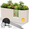 HOFGARTEN 200x80x78 cm Orto Rialzato da Esterno Grande - Letto da Giardino Salva Schiena - Cassone per Aiuola in Acciaio Zincato con Fondo Aperto - Inossidabile & Durevole - Kit Fioriera (Crema)