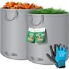 KESSER® Set di sacchi per foglie Sacco per rifiuti da giardino incl. Guanti, Robusto e pieghevole, Sacchi per foglie e l'erba tagliata Sacchi per rifiuti da giardino, 2x 500 Litri, Grigio