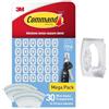 Command Mini Ganci Adesivi Trasparenti per Decorazioni Interne, 30 Ganci e 32 Strisce - Senza Forare, Danneggiare il Muro o Lasciare Residui Appiccosi, Tenuta: 225g