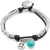 Uno de 50 Bracciale argento sterling placcato con perline, pelle e vetro di Murano turchese.