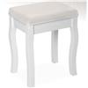 tectake® Sgabello Toeletta Trucco, Affusolato, in Legno Massello, Imbottitura Morbida, Rivestimento Floreale, Base 4 Gambe Curvate, Protezione Pavimento, 40x30x51 cm, Arredamento Casa - Bianco