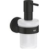 GROHE Start QuickFix dispenser di sapone con supporto (metallo e vetro, quantità di riempimento 160 ml, viti e tasselli inclusi, facile da montare con GROHE QuickGlue), nero opaco, 411952430