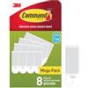 Command Strisce Appendiquadri Adesive Piccole Bianche, Confezione da 8 Coppie - ottimale per Appendere Quadri, Cornici e Specchi al Muro senza Chiodi, Tenuta fino a 2 kg