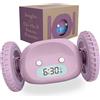 CLOCKY Sveglia Rumorosa per chi ha il Sonno Pesante Dormiglioni Pesante Sordi Ruote Sveglia Digitale da Comodino per Dormienti Rumorissima Adulti Bambini che Scappa Cammina Regali Divertenti (Lavanda)