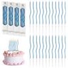 URAQT Metallico Candeline, 24 Pz Torta Compleanno Ondulate Sottile Candele con Supporti, Candele Compleanno Candeline Torta Decorazioni per Feste, Accessori per Feste(Zzurro Chiaro)
