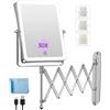 Famihomii Specchio Trucco con Luci Ricaricabile, 4500mAh 8,7″ Doppio Uso 1X/30X Ingrandimento, Specchio Ingranditore da Parete, 3 Temperature di Luce, Regolabile in Luminosità, Girevole 360° (Cromo)