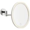 tesa VISIOON LED specchio da trucco con illuminazione dimmerabile - Touch Control, Ricaricabile, Ingrandimento 5x, Braccio Snodato - Montaggio Senza Foratura - 18 cm - cromato