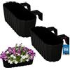 KOTARBAU® 2 Pezzi Fioriera da Esterno - Vasi per Piante da Esterno - 40 x 15 x 15 cm - Fioriera da Balcone - Rettangolare - PVC - Antracite - con Supporto - Leggera - Decorazione Balcone