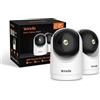 Tenda Telecamera Wi-Fi Interno 2K, WiFi 6 360° Copertura Completa per Bambini/Animali, 3MP Visione Notturna, Rilevamento Umano AI, Audio Bidirezionale, No Abbonamento Obbligatorio, 2 Pezzi
