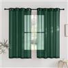 PONY DANCE Tende Cucina con Effetto Lino Tende per Interni Moderne con Anelli Curtains Trasparenti per Cameretta Bambini 2 Pezzi 140x160 CM, Verde Scuro