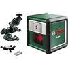 Bosch livella laser a croce Quigo con morsetto snodabile MM 2 (allineamento facile e preciso con posizionamento versatile, in scatola di cartone E-Commerce)