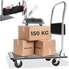 tectake® Carrello con ruote portatutto 73x47x83 cm Carrello Portapacchi Pieghevole Acciaio con Pianale Portapacchi, Carico Max 150kg, Maniglia, 2 Ruote Fisse 2 Ruote Girevoli, Ideale Magazzino - Nero