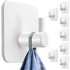 4smile Portasciugamani senza foratura, set da 8 ganci bianchi autoadesivi con cuscinetti adesivi, ganci adesivi antiruggine, extra forti come sostegni per asciugamani per cucina e bagno