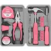 Hi-Spec Set Attrezzi, Cassetta Attrezzi Completa Compatta per Casa e Ufficio, Kit Fai da Te per Riparazioni Domestiche di Base, 24 Pezzi in Valigetta Portatile, Rosa