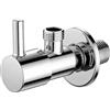 Ibergrif Valvola ad Angolo 1/2" x 3/8", Chiave a Squadra Nero Opaco, Rubinetto Arresto Acqua per Lavabo Cucina, Rubinetto Sottolavabo, Attacco Parete G1/2