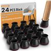 RUSIDO 24 Pezzi RUSIDO Gommini Per Sedie in Silicone Nero, Piedini in Feltro Sedie,Protezioni Rotonde Per Gambe di Sedie,Adatti Per Gambe di Sedie Dritte e inclinabili,Non Graffiano (L Fit: 30-40mm)