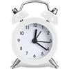 Vicloon Sveglia Retrò, Mini Sveglia Classica Vintage Forte, Sveglia da Comodino Vecchio Stile con Manico, Orologio Sveglia Analogico per Camera da Letto, Soggiorno e Ufficio, Senza Batteria, Bianco