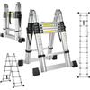 STANEW Scala telescopica in alluminio 3.8M(1,9+1,9), Alu Scaletta Telescopica, Scala Multiuso 150kg di portata, scala a libro per interni ed esterni