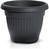 IMJ-Global Vaso per piante Fiori DCE45 TERRA Tondo Ø45cm da interno esterno Nero 27 Litri Ø45x35 cm design Classico Fioriera in plastica da balcone Grigio Antracite