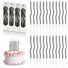 URAQT Metallico Candeline, 24 Pz Punto d'oro Torta Compleanno Ondulate Sottile Candele con Supporti, Candele Compleanno Candeline Torta Decorazioni per Feste, Accessori per Feste(Nero)