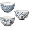Bloomingville Kristina - Ciotola da portata colorata per gelato, snack, contorni Dia 4,5'' H 2,5'', blu, gres, set di 3 stili, contenuto 298,3 ml