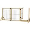 PawHut Cancellino per Cani Estensibile, Cancelletto di Sicurezza per Animali e Cuccioli con Porta e 2 Pannelli, Piedini Triangolari, 112-159x70 cm, Legno Naturale