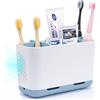 toprance Portaspazzolino da denti, organizer con divisori regolabili per lavabo, grande portaspazzolino elettrico per famiglia, bambini, blu