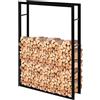 Laneetal Legnaia per Esterno e Interno, Portalegna da Interno 150x100x25cm, Porta Legna Accanto al Camino, Scaffale in Metallo per Legna da Ardere, Nero