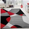 Paco Home Tappeto Di Design Moderno Motivo Geometrico Taglio Sagomato In Rosso Nero Grigio, Dimensione:80x300 cm