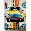 Giallobus - Quadro - 81 - Auto Epoca 500 - Tela Canvas Telaio Standard - 35x50 - Pronto da Appendere - Quadri Moderni per la casa