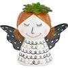 Baroni Home Vado in Ceramica con Piantina Artificiale a Forma di Angelo, Decorazione Natalizia, Soprammobile Decorazione Natale Stile Moderno da Interno e da Esterno, Vestito Bianco, 16x8x14 cm