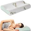 Flowen Cuscino Cervicale Memory Foam per Dormire Ortopedico Aloe Vera Guanciale a Doppia Onda Ideale per Supporto al Collo Ergonomico Traspirante Antirussamento Anallergico Federa Bamboo Lavabile