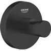 GROHE Start QuickFix - Gancio per accappatoio (metallo, fissaggio nascosto, viti e tasselli, colla rapida extra facile da montare), misura 45 mm, nero opaco 411732430