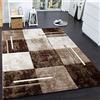 Paco Home Tappeto Di Design Moderno Orlo A Quadri Effetto Marmo Marrone Crema Beige, Dimensione:60x110 cm