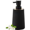 AJEUNGAIN Dispenser Sapone Bagno Nero, Moderno a Righe Dosatore Sapone Cucina Detersivo Piatti, 8.5 OZ Dispenser Sapone Mani Ricaricabile (Nero Bambu, Liquido)
